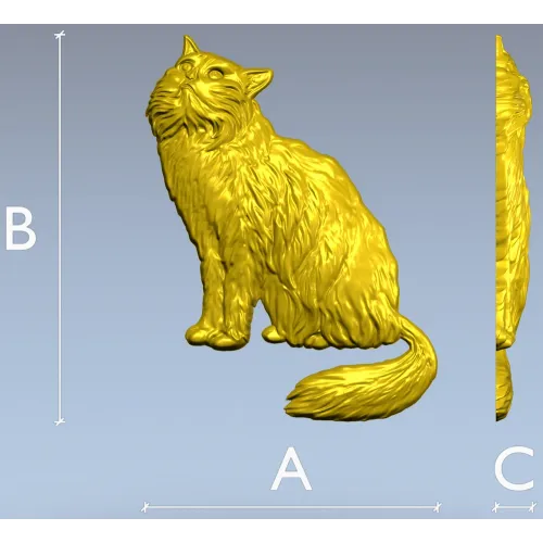 Fluffy Sitting Cat - CNC-ready STL Relief