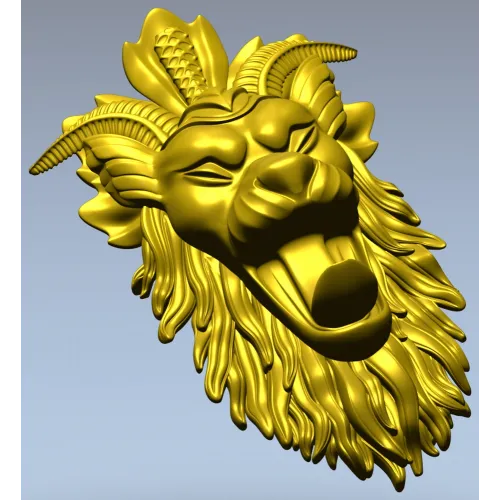 Mythic Chimera Head STL - High-Relief 3D Model for CNC