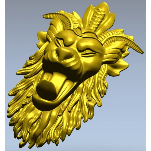 Mythic Chimera Head STL - High-Relief 3D Model for CNC