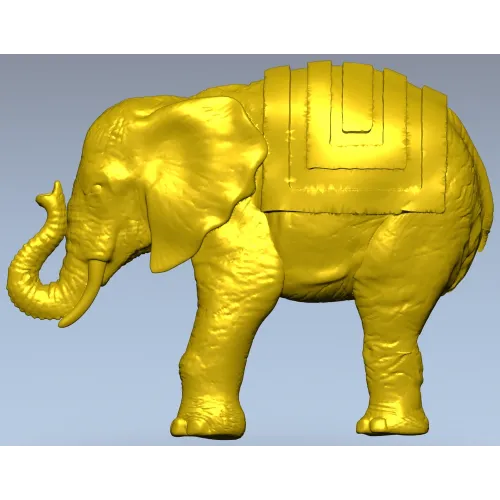 3D модель слона в формате STL для ЧПУ - реалистичная скульптура с попоной