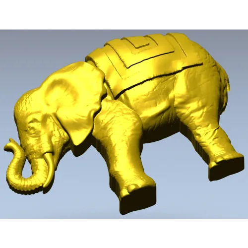3D модель слона в формате STL для ЧПУ - реалистичная скульптура с попоной