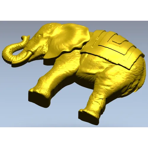 3D модель слона в формате STL для ЧПУ - реалистичная скульптура с попоной