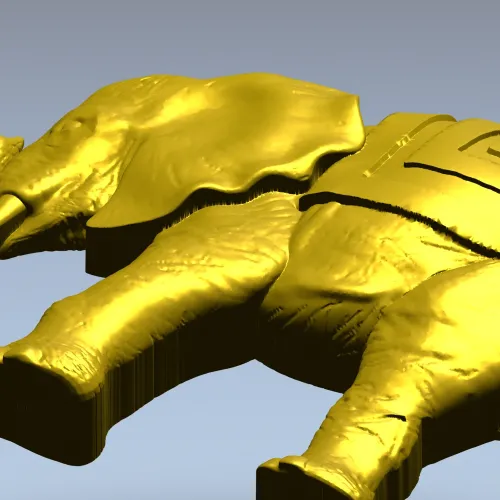 3D модель слона в формате STL для ЧПУ - реалистичная скульптура с попоной