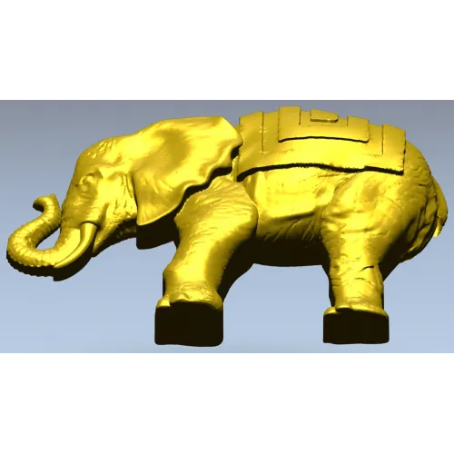 3D модель слона в формате STL для ЧПУ - реалистичная скульптура с попоной