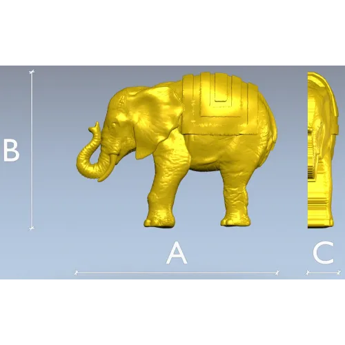 3D модель слона в формате STL для ЧПУ - реалистичная скульптура с попоной