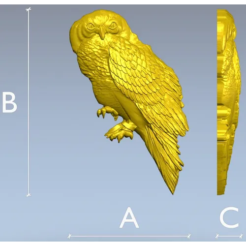 3D модель совы в формате STL для ЧПУ - рельефная резьба по дереву