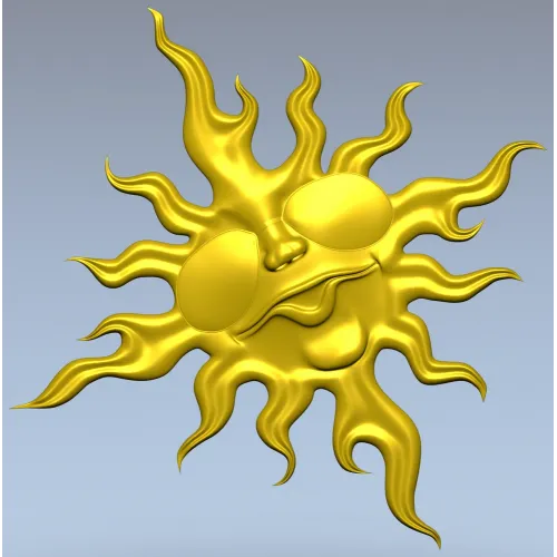 Sunface with Sunglasses - high-relief 3D STL model for CNC carving