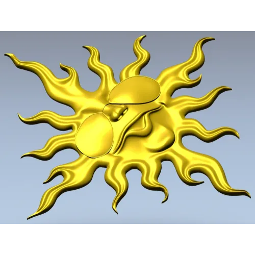 Sunface with Sunglasses - high-relief 3D STL model for CNC carving