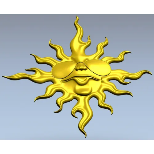 Sunface with Sunglasses - high-relief 3D STL model for CNC carving