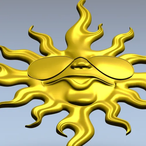 Sunface with Sunglasses - high-relief 3D STL model for CNC carving