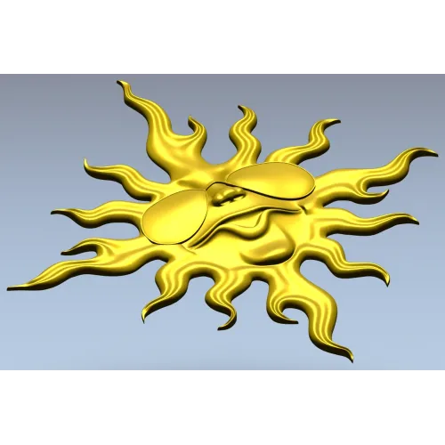 Sunface with Sunglasses - high-relief 3D STL model for CNC carving