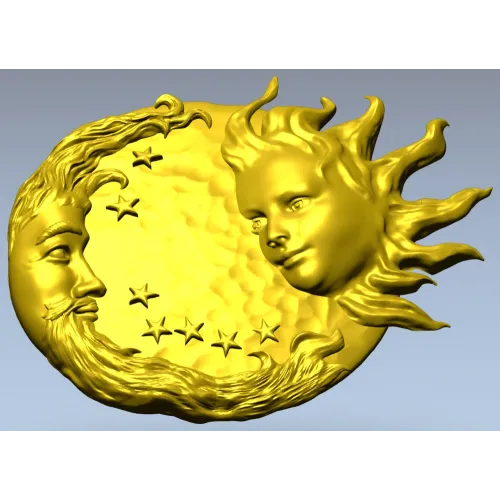 Solunar Embrace - Sun and Moon CNC STL Relief