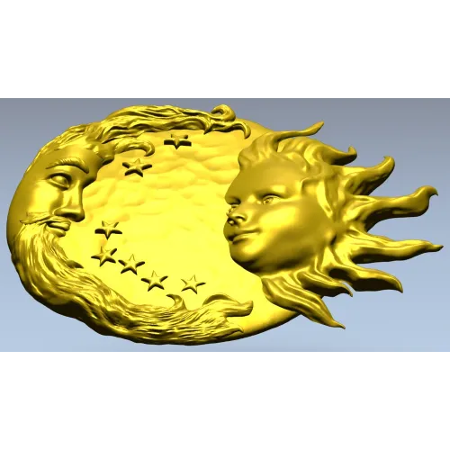 Solunar Embrace - Sun and Moon CNC STL Relief