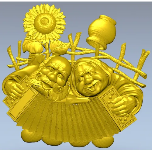 Sunny Accordion Elders - STL 3D model for CNC relief carving