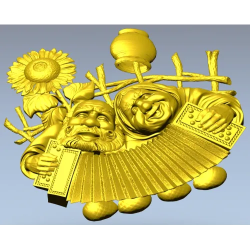 Sunny Accordion Elders - STL 3D model for CNC relief carving