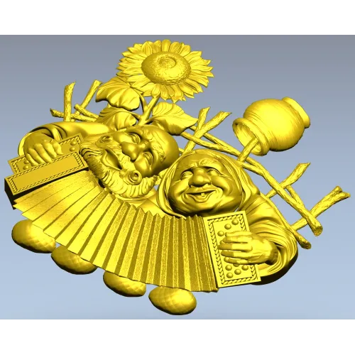Sunny Accordion Elders - STL 3D model for CNC relief carving
