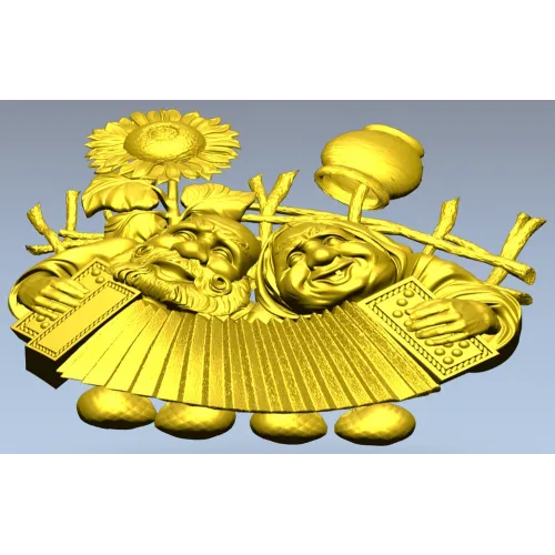 Sunny Accordion Elders - STL 3D model for CNC relief carving