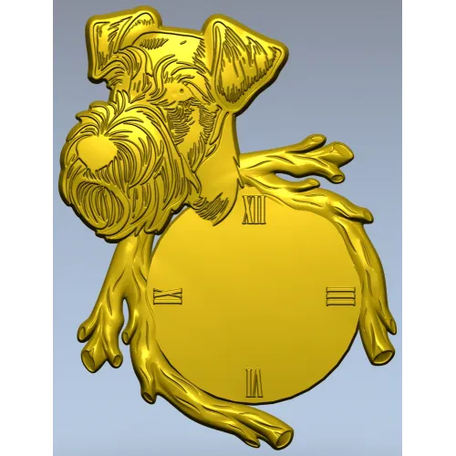 Detailed Dog-Themed Wall Clock STL 3D Model for CNC Milling