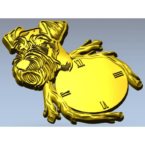 Detailed Dog-Themed Wall Clock STL 3D Model for CNC Milling