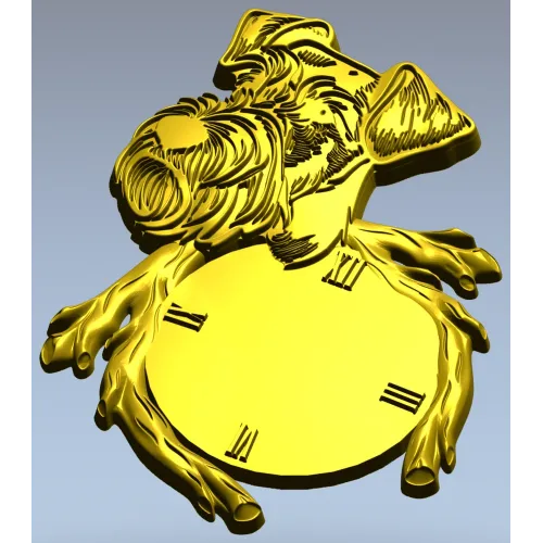 Detailed Dog-Themed Wall Clock STL 3D Model for CNC Milling