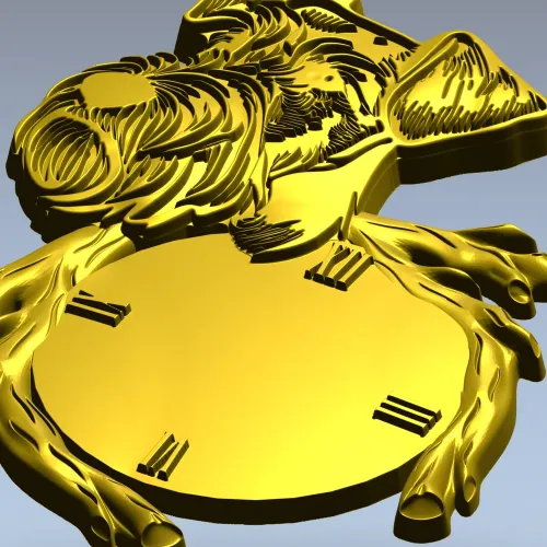 Detailed Dog-Themed Wall Clock STL 3D Model for CNC Milling