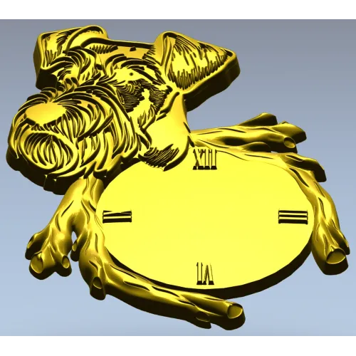 Detailed Dog-Themed Wall Clock STL 3D Model for CNC Milling