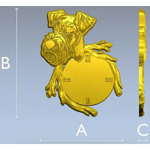 Detailed Dog-Themed Wall Clock STL 3D Model for CNC Milling