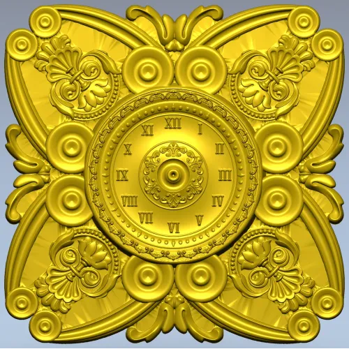 Ornate Clock Face Rosette 3D Model STL for CNC Milling