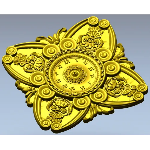 Ornate Clock Face Rosette 3D Model STL for CNC Milling