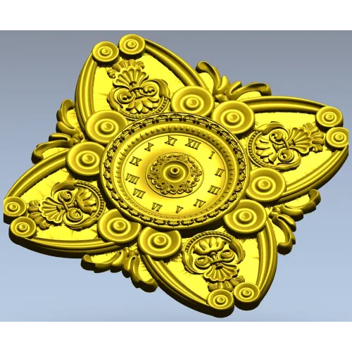 Ornate Clock Face Rosette 3D Model STL for CNC Milling