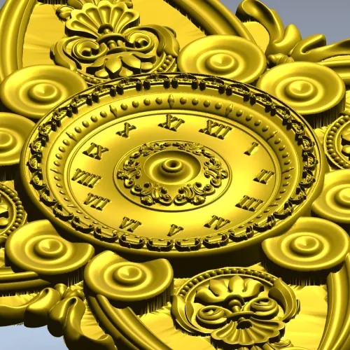 Ornate Clock Face Rosette 3D Model STL for CNC Milling