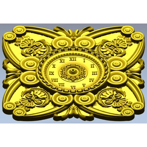 Ornate Clock Face Rosette 3D Model STL for CNC Milling