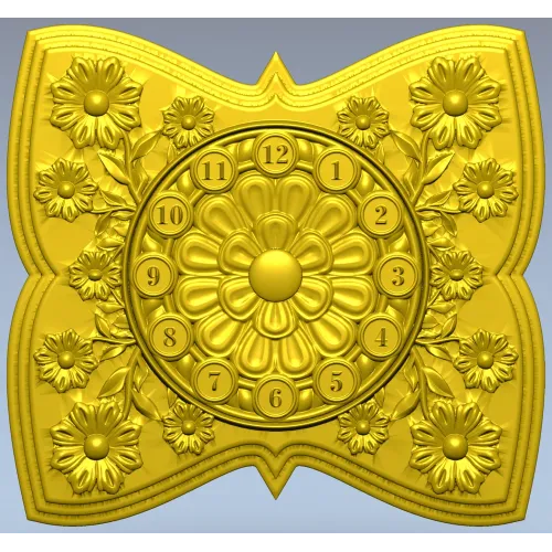 Decorative Floral Clock Face 3D Model for CNC Milling in STL Format