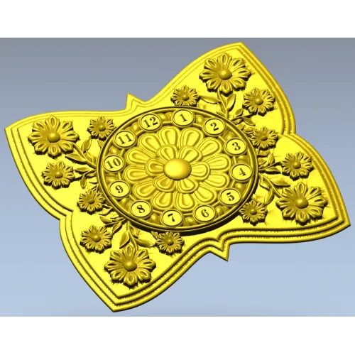 Decorative Floral Clock Face 3D Model for CNC Milling in STL Format