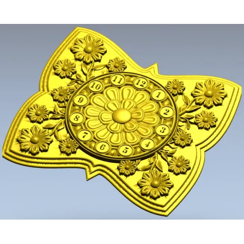 Decorative Floral Clock Face 3D Model for CNC Milling in STL Format