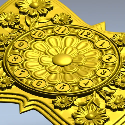 Decorative Floral Clock Face 3D Model for CNC Milling in STL Format