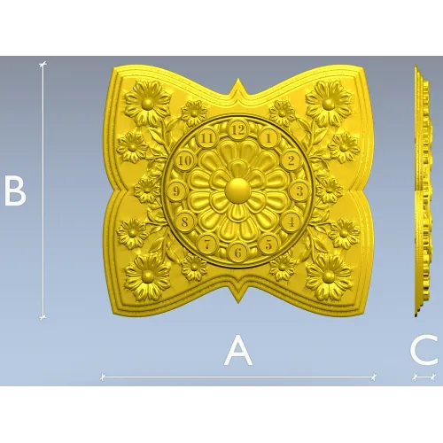 Decorative Floral Clock Face 3D Model for CNC Milling in STL Format