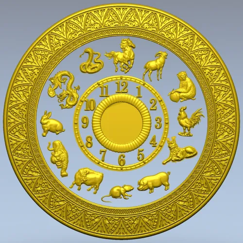 Chinese Zodiac Clock Face STL Model for CNC