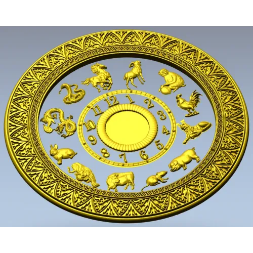 Chinese Zodiac Clock Face STL Model for CNC