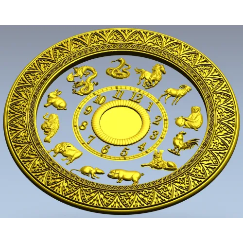 Chinese Zodiac Clock Face STL Model for CNC