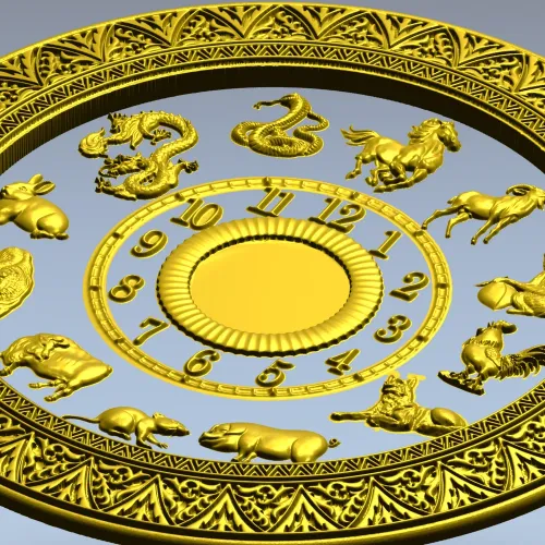 Chinese Zodiac Clock Face STL Model for CNC