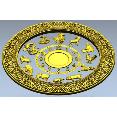 Chinese Zodiac Clock Face STL Model for CNC