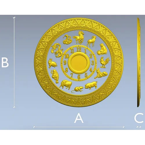 Chinese Zodiac Clock Face STL Model for CNC