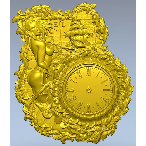 Пиратская барочная панель с циферблатом - 3D модель STL для ЧПУ