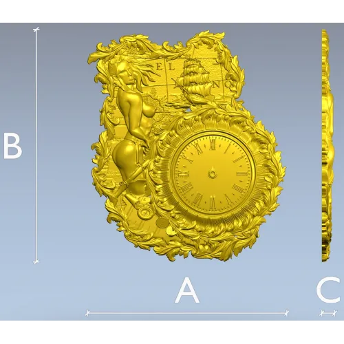 Пиратская барочная панель с циферблатом - 3D модель STL для ЧПУ