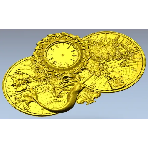 Русалочка на антикварных картах - 3D модель STL для ЧПУ