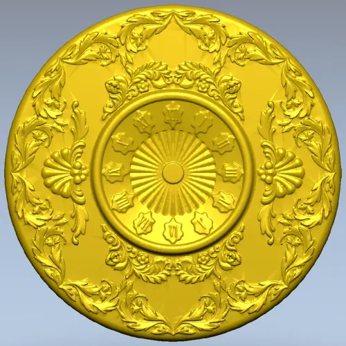 Regal Sunburst Medallion 3D STL Model for CNC Milling