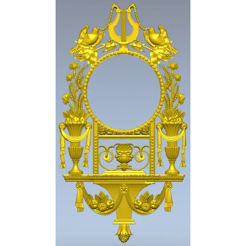 Неоклассическая 3D модель часов в формате STL для ЧПУ - картуш с лирой