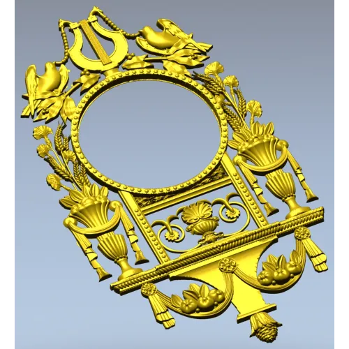 Неоклассическая 3D модель часов в формате STL для ЧПУ - картуш с лирой