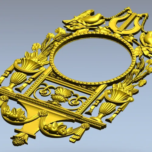 Неоклассическая 3D модель часов в формате STL для ЧПУ - картуш с лирой